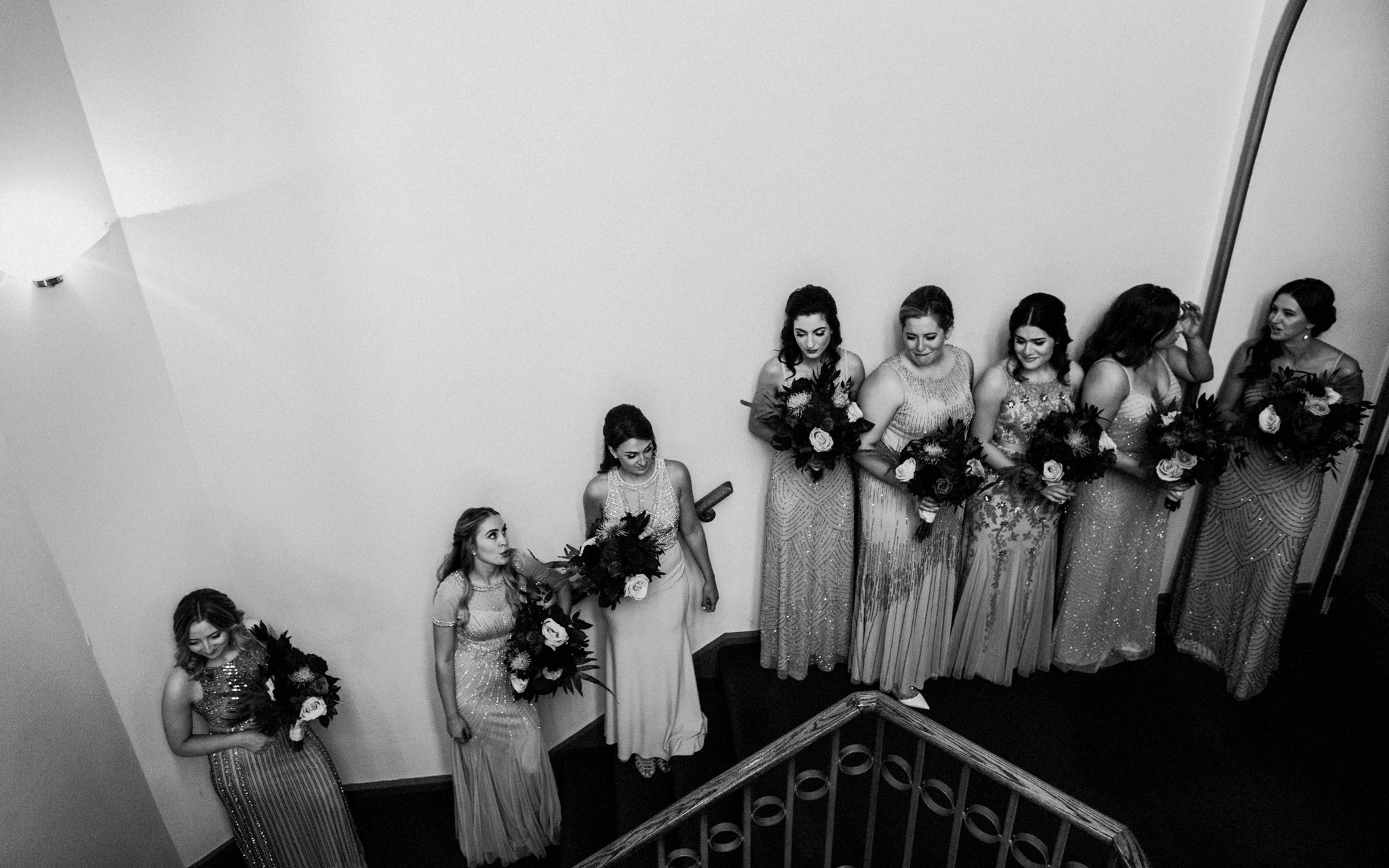 bridesmaids wait for ceremony