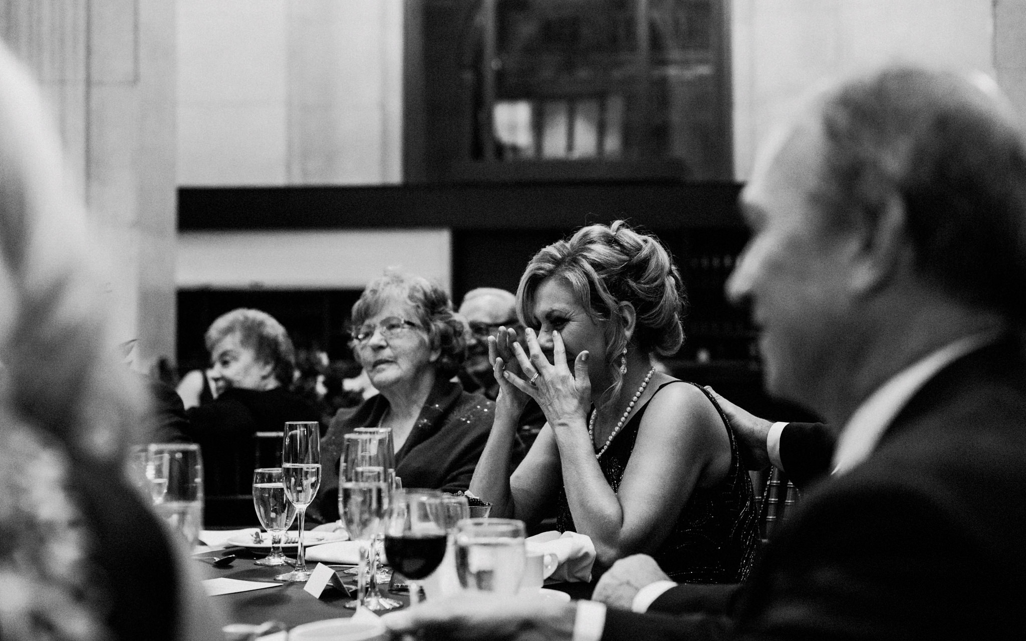mother of the bride cries during speech