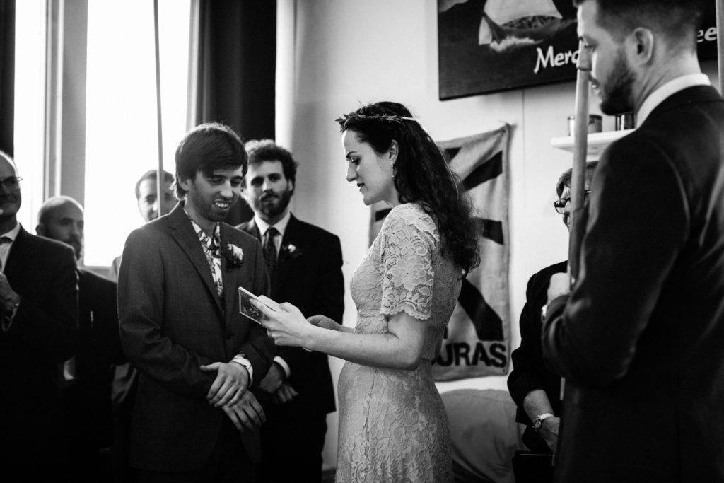 Merchants of Green Coffee Wedding - exchanging vows